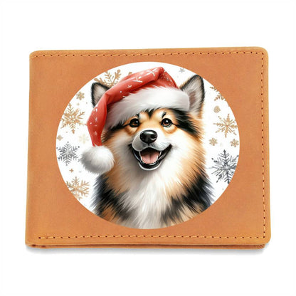 Christmas Dog - Norwegian Buhund - Leather Wallet