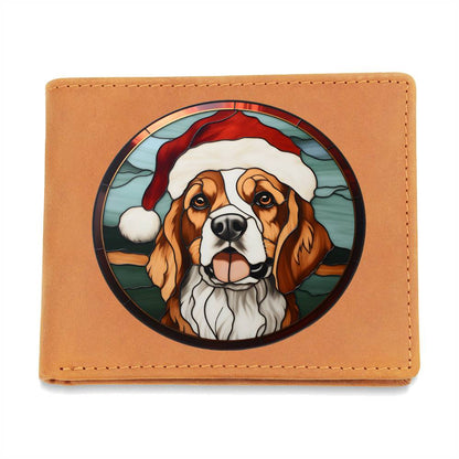 Dog Stained Glass Christmas Design 035 - Leather Wallet