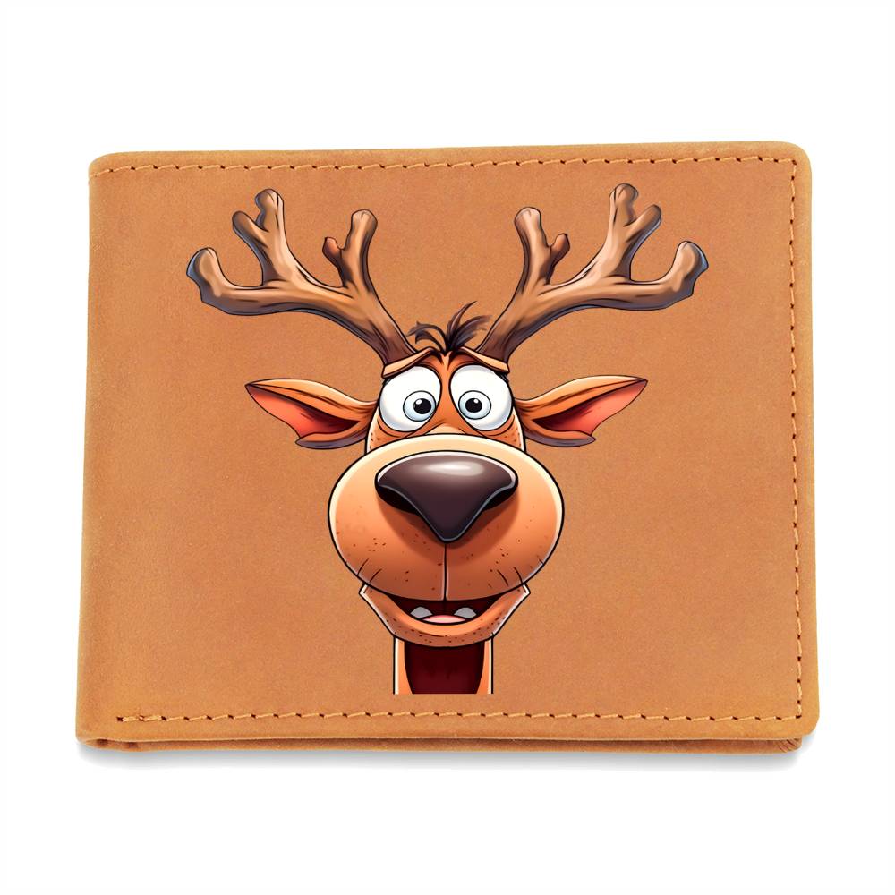 Funny Reindeer Face 03 - Leather Wallet