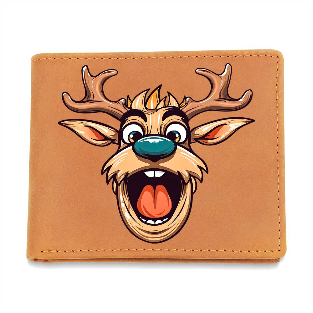 Funny Reindeer Face 18 - Leather Wallet