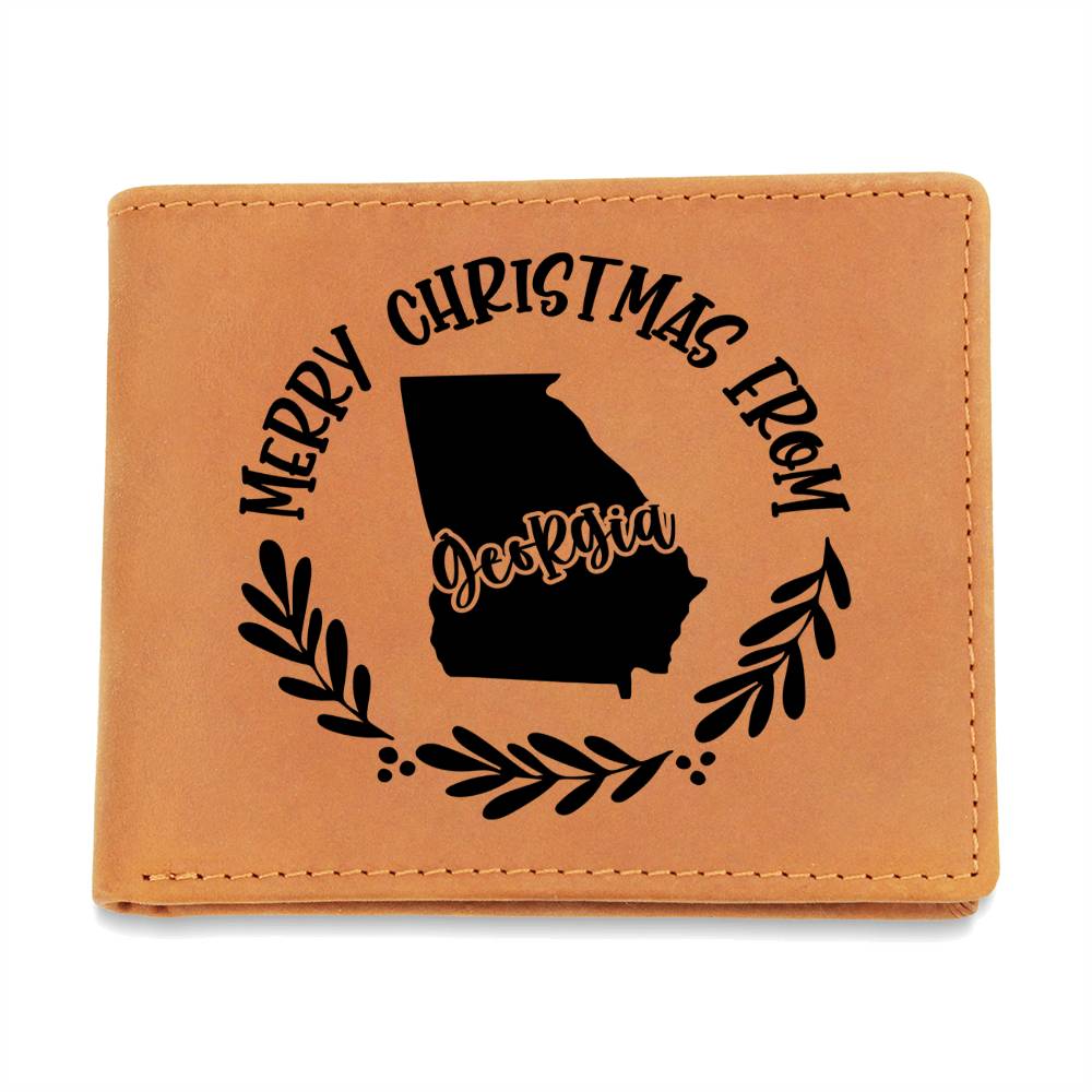 Merry Christmas From Georgia - Leather Wallet