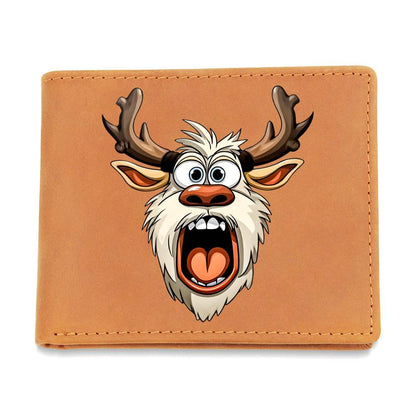 Funny Reindeer Face 17 - Leather Wallet