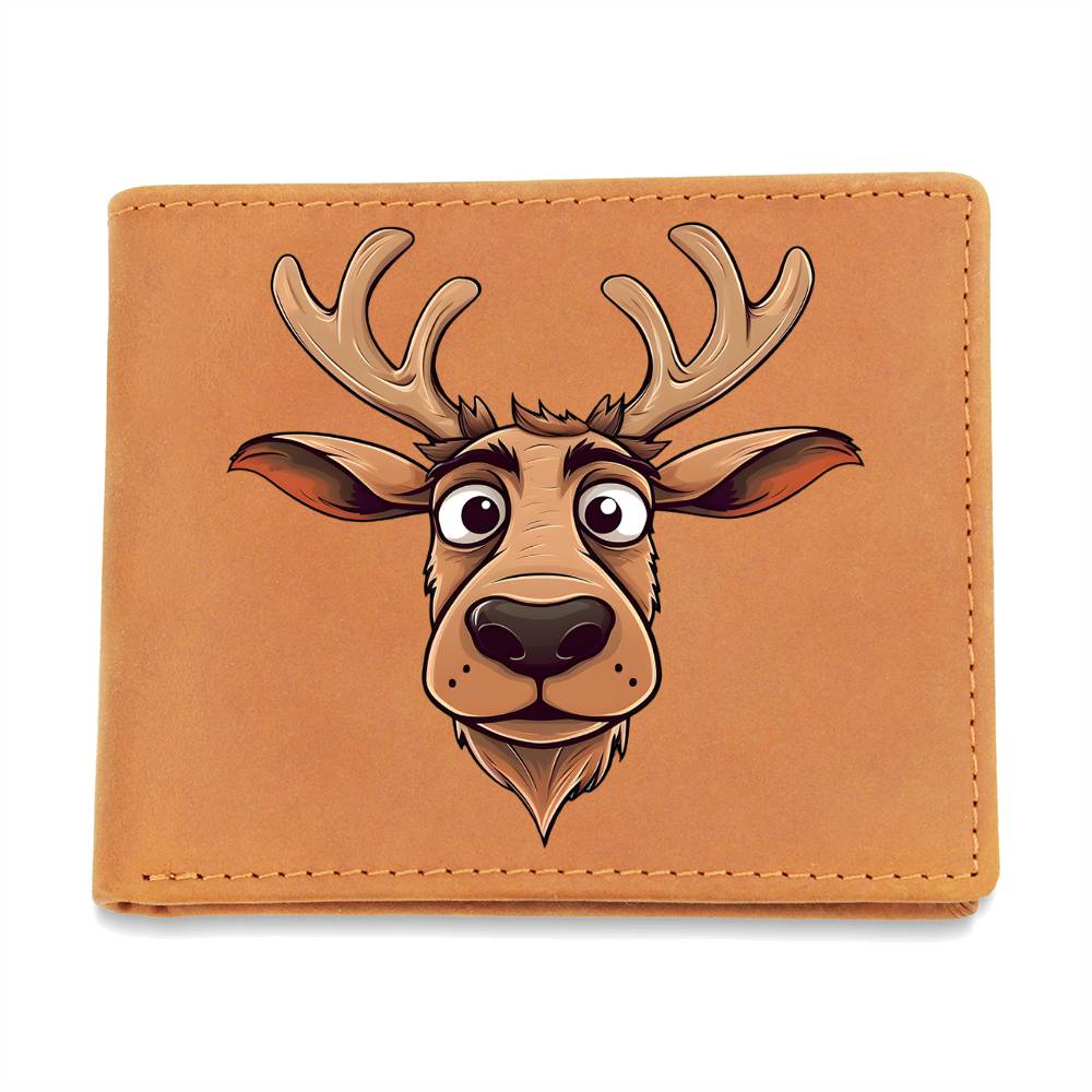 Funny Reindeer Face 13 - Leather Wallet