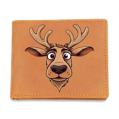 Funny Reindeer Face 13 - Leather Wallet