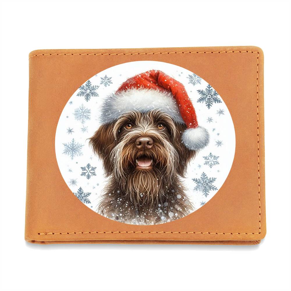 Christmas Dog - Wirehaired Pointing Griffon - Leather Wallet