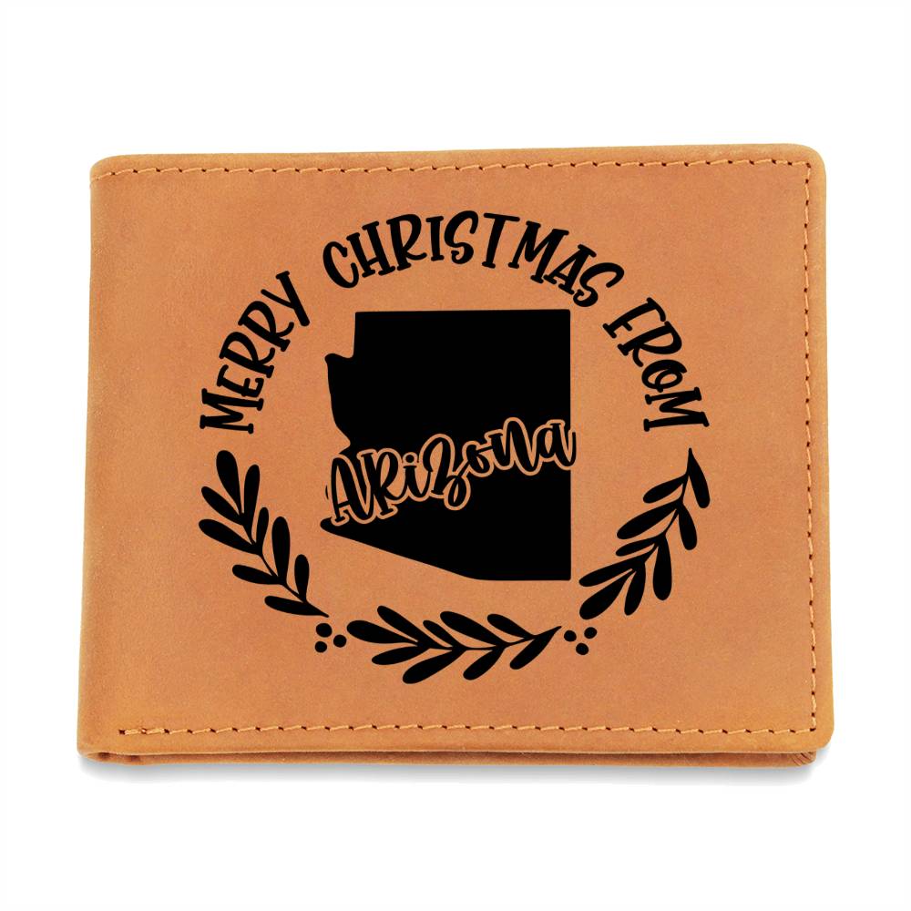 Merry Christmas From Arizona - Leather Wallet