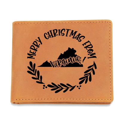 Merry Christmas From Virginia - Leather Wallet