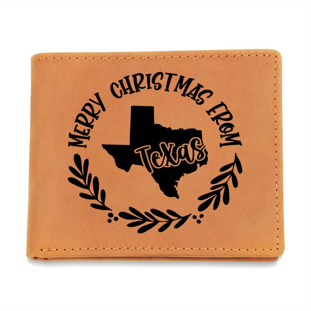 Merry Christmas From Texas - Leather Wallet