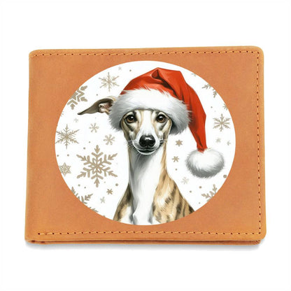 Christmas Dog - Whippet - Leather Wallet