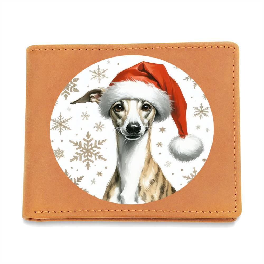 Christmas Dog - Whippet - Leather Wallet