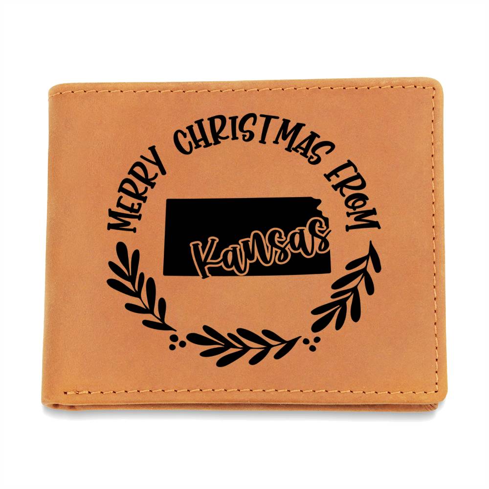 Merry Christmas From Kansas - Leather Wallet