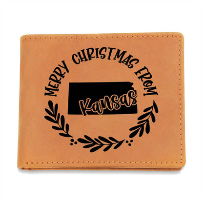 Merry Christmas From Kansas - Leather Wallet