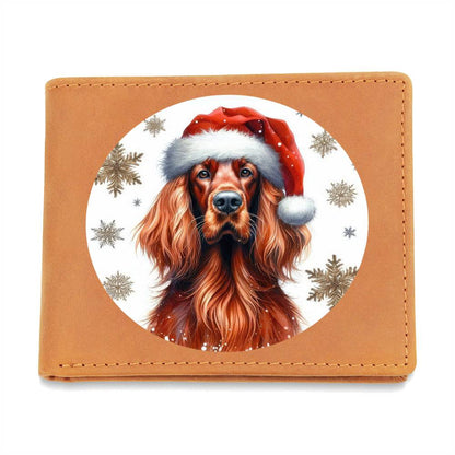 Christmas Dog - Irish Setter - Leather Wallet