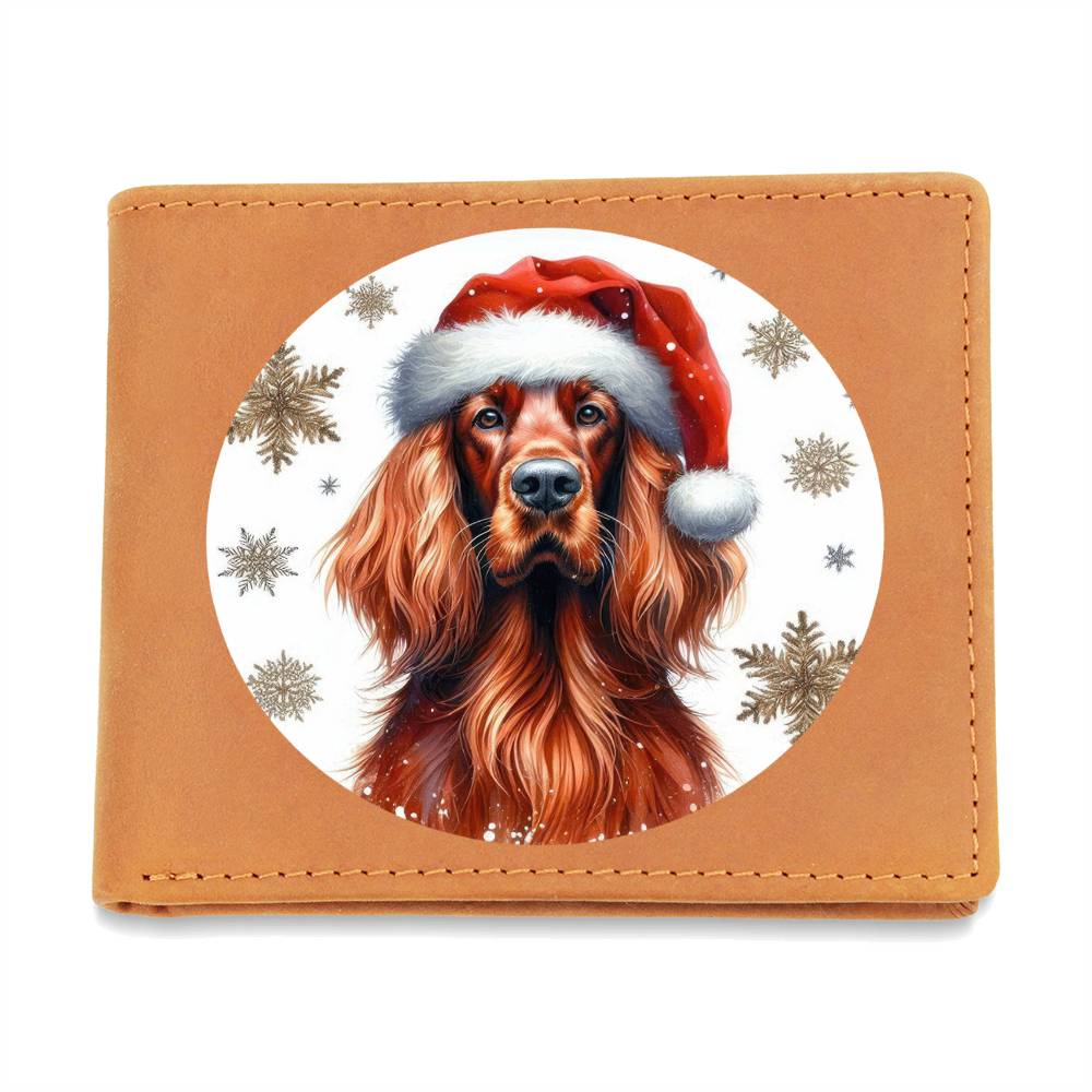 Christmas Dog - Irish Setter - Leather Wallet
