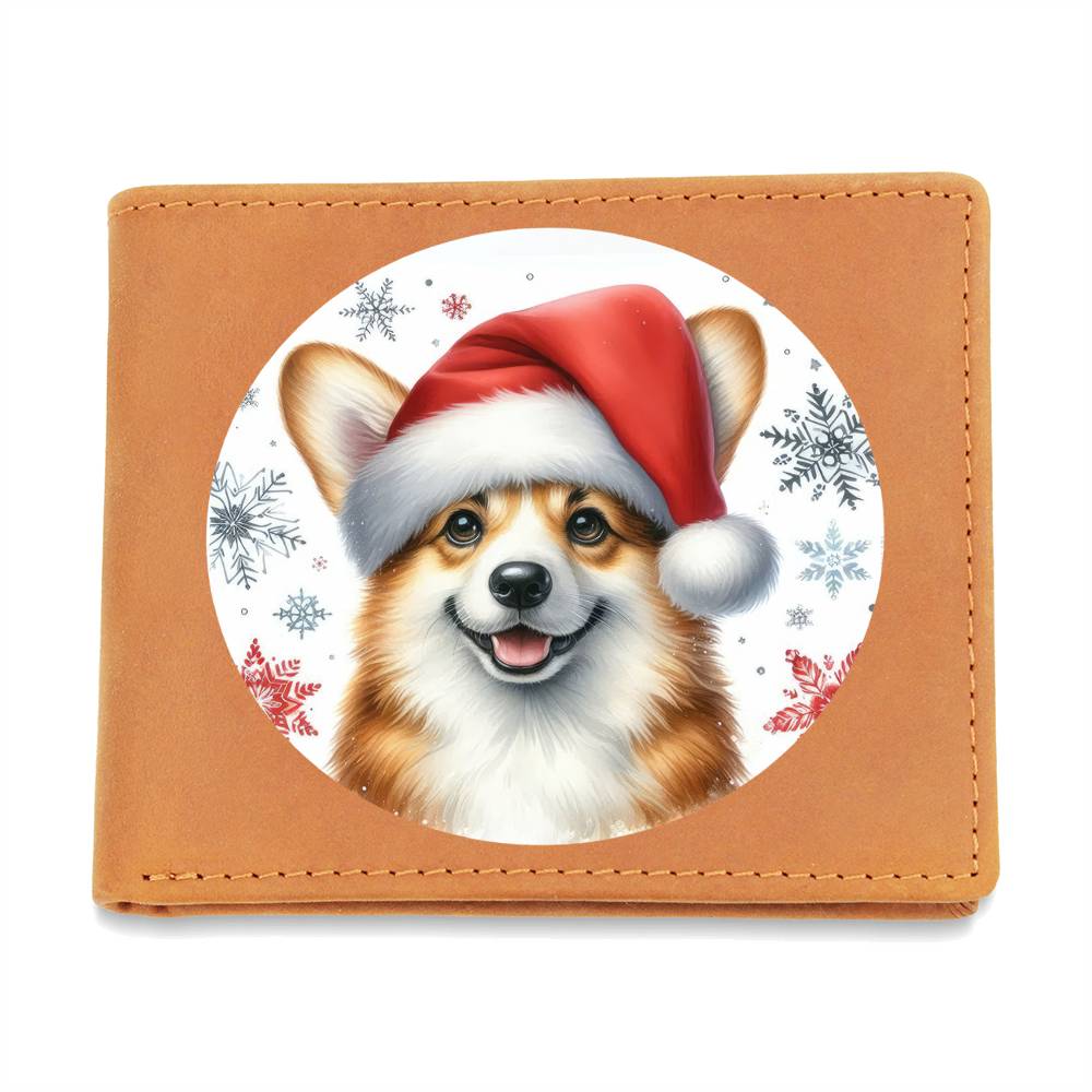 Christmas Dog - Pembroke Welsh Corgi  - Leather Wallet