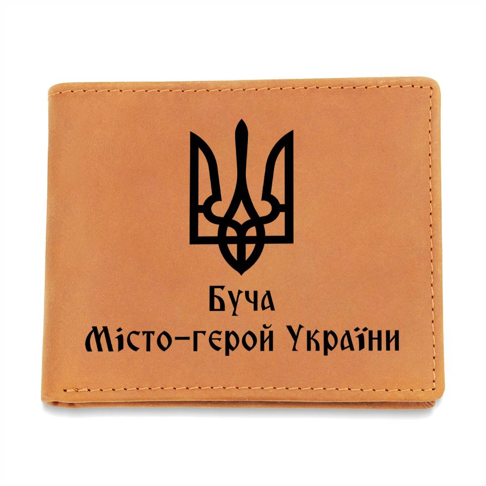 Bucha Hero City of Ukraine - Leather Wallet