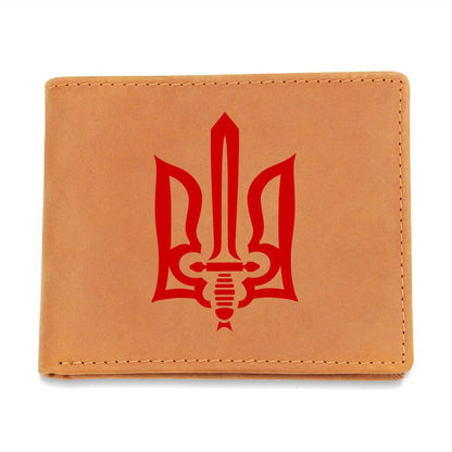Stylized Tryzub (Red) - Leather Wallet