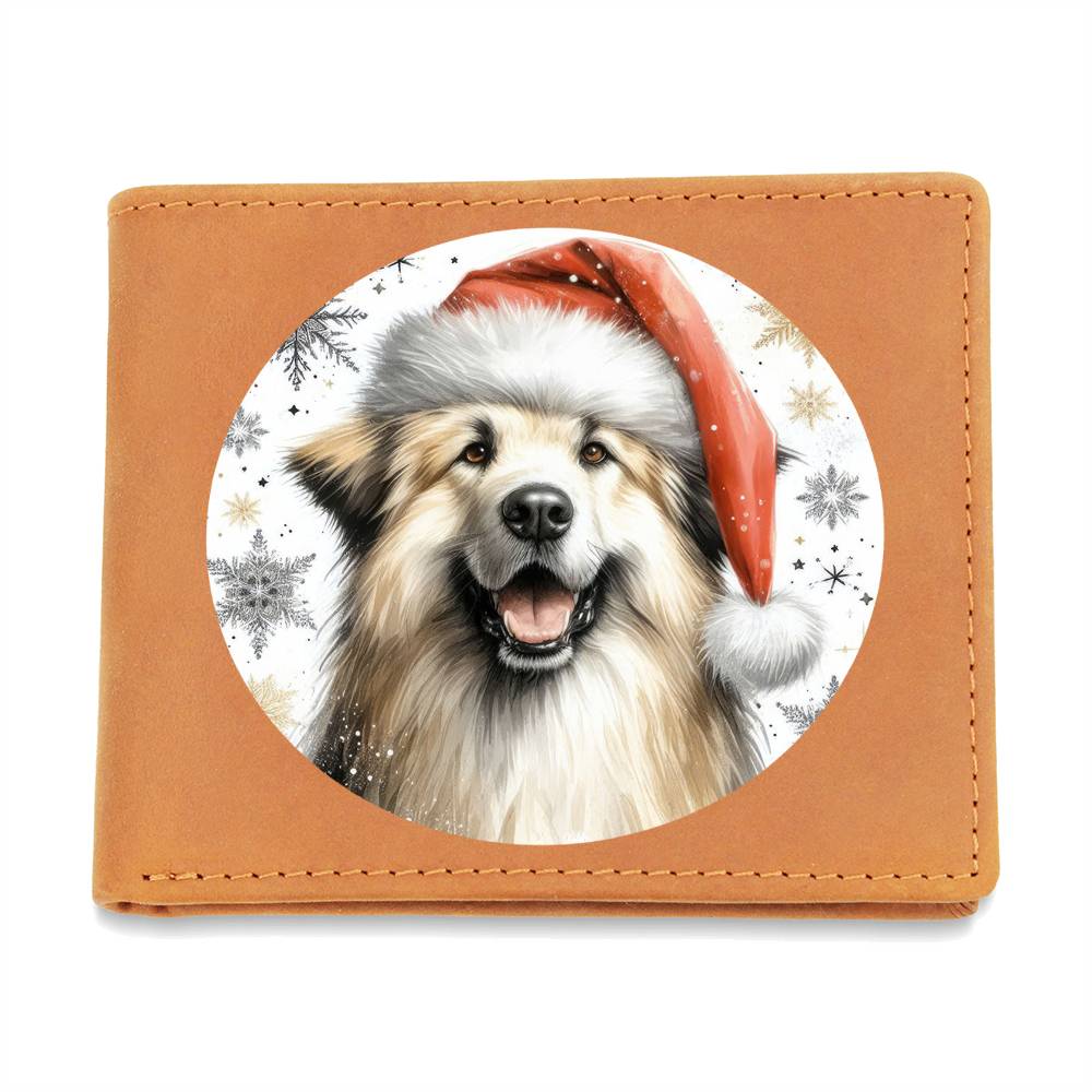 Christmas Dog - Pyrenean Shepherd - Leather Wallet