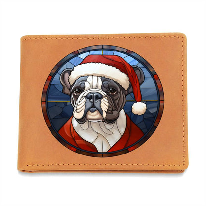 Dog Stained Glass Christmas Design 030 - Leather Wallet