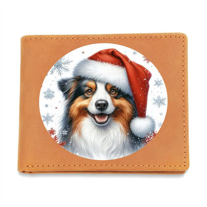 Christmas Dog - Australian Shepherd - Leather Wallet