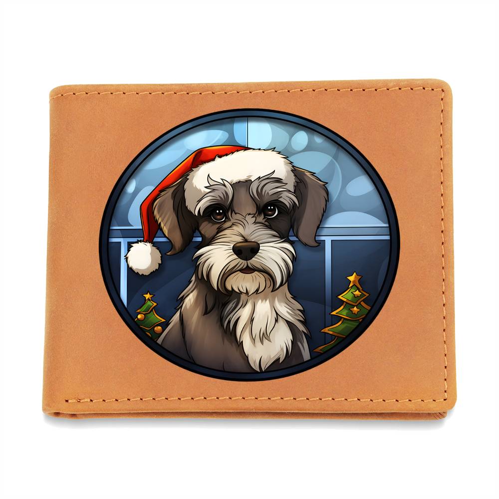 Dog Stained Glass Christmas Design 026 - Leather Wallet
