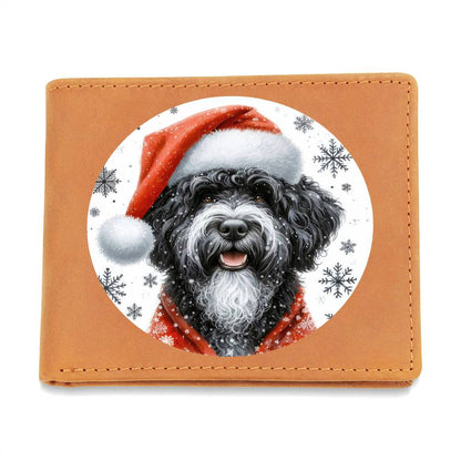 Christmas Dog - Portuguese Water - Leather Wallet