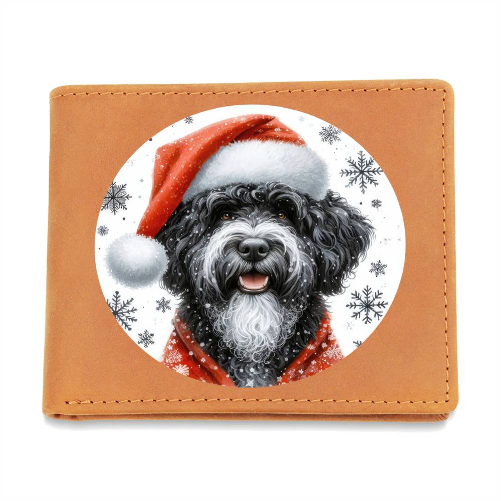 Christmas Dog - Portuguese Water - Leather Wallet