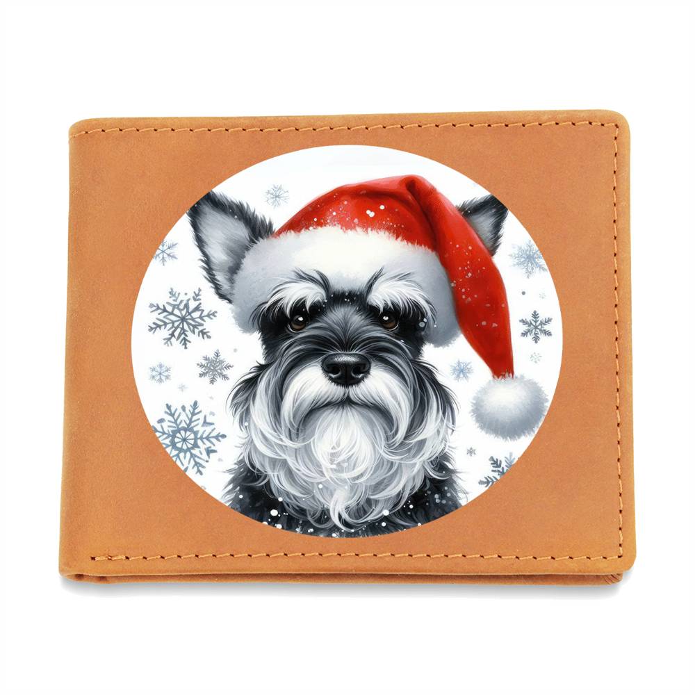 Christmas Dog - Miniature Schnauzer - Leather Wallet
