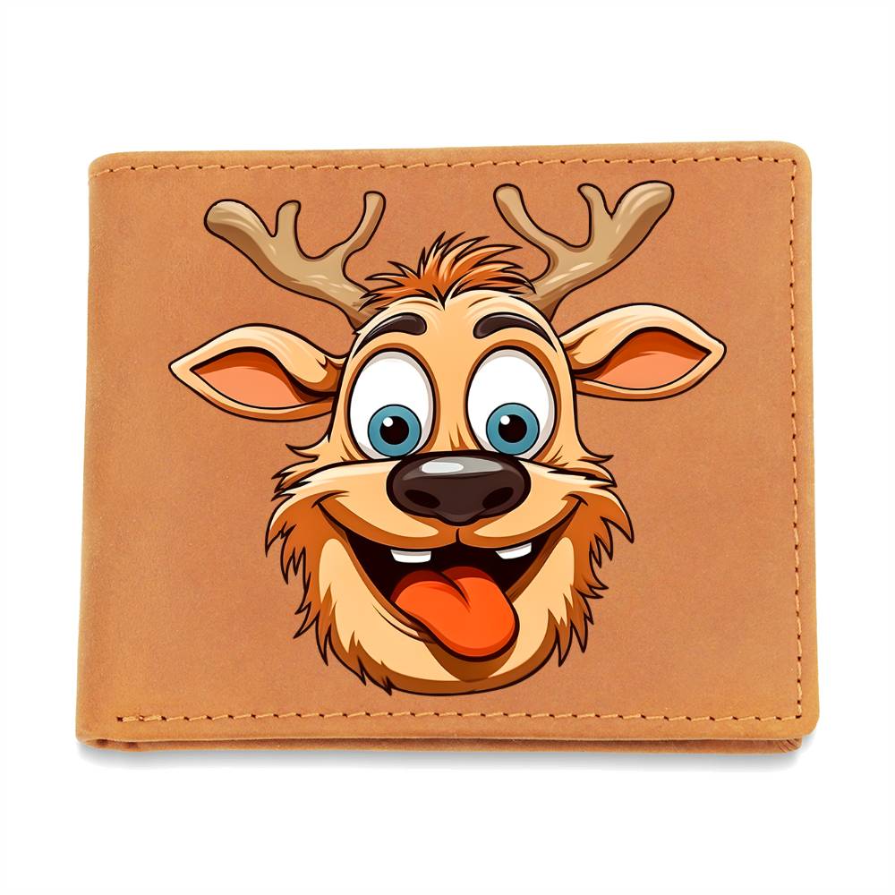 Funny Reindeer Face 07 - Leather Wallet