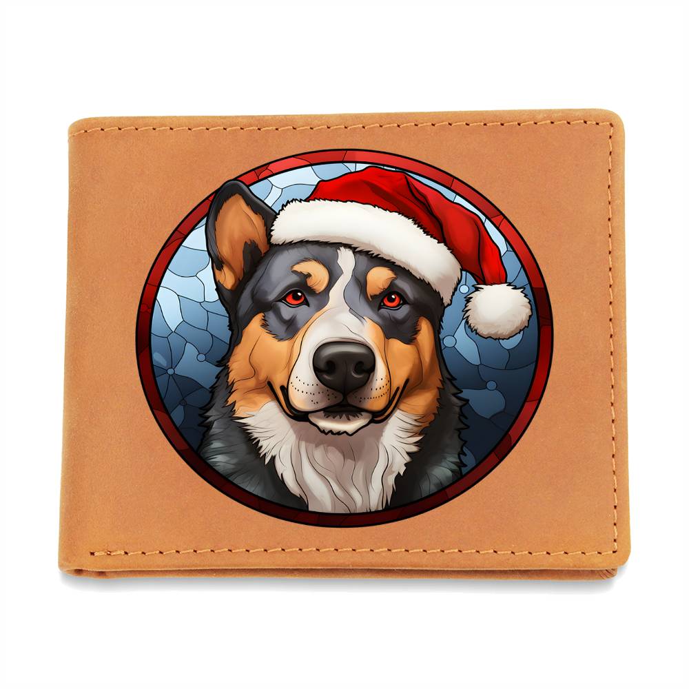 Dog Stained Glass Christmas Design 007 - Leather Wallet