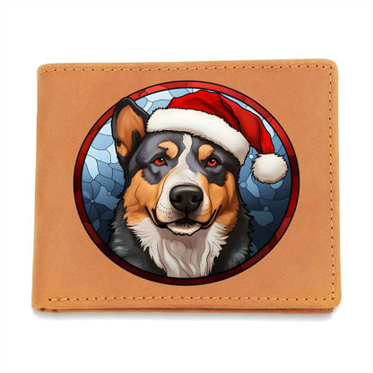 Dog Stained Glass Christmas Design 007 - Leather Wallet