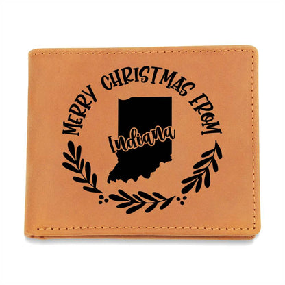 Merry Christmas From Indiana - Leather Wallet