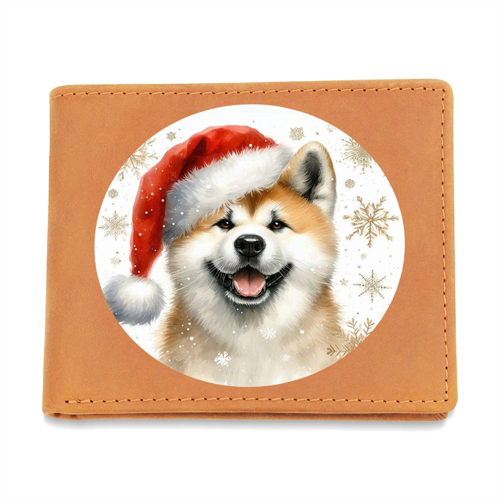 Christmas Dog - Akita - Leather Wallet