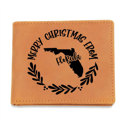 Merry Christmas From Florida - Leather Wallet