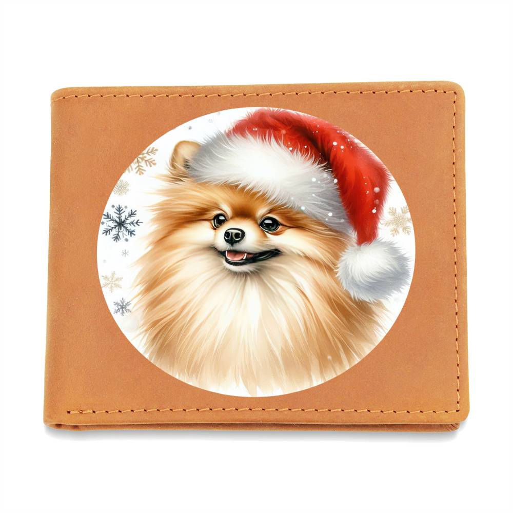 Christmas Dog - Pomeranian - Leather Wallet