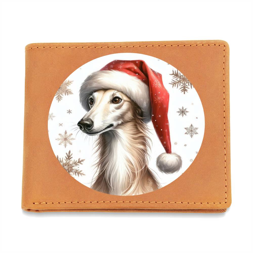 Christmas Dog - Greyhound - Leather Wallet