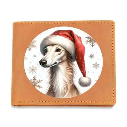 Christmas Dog - Greyhound - Leather Wallet