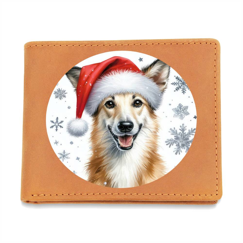 Christmas Dog - Portuguese Podengo Pequeno - Leather Wallet
