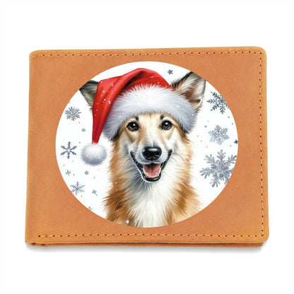 Christmas Dog - Portuguese Podengo Pequeno - Leather Wallet