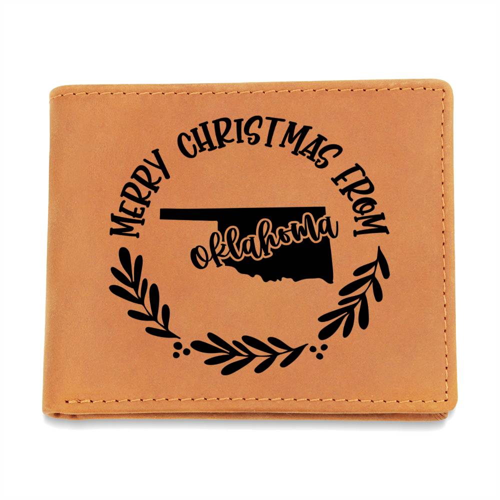 Merry Christmas From Oklahoma - Leather Wallet