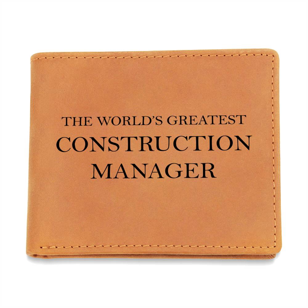 World's Greatest Construction Manager - Leather Wallet