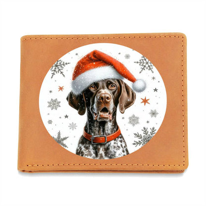 Christmas Dog - German Shorthaired Pointer - Leather Wallet