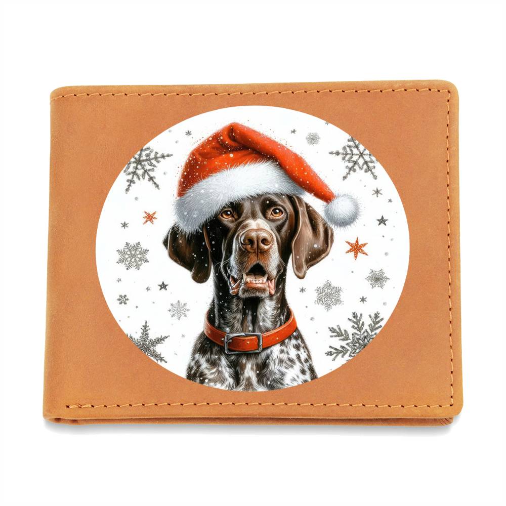 Christmas Dog - German Shorthaired Pointer - Leather Wallet