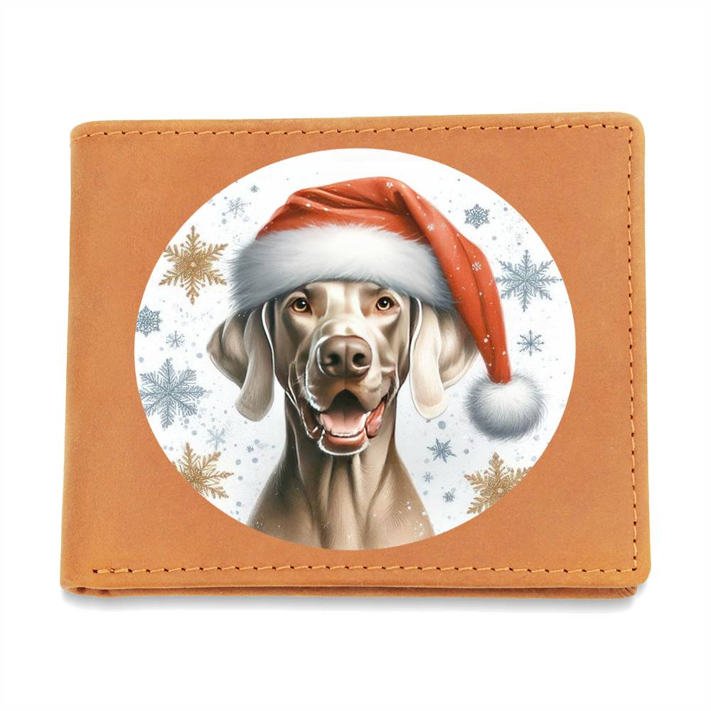 Christmas Dog - Weimaraner - Leather Wallet