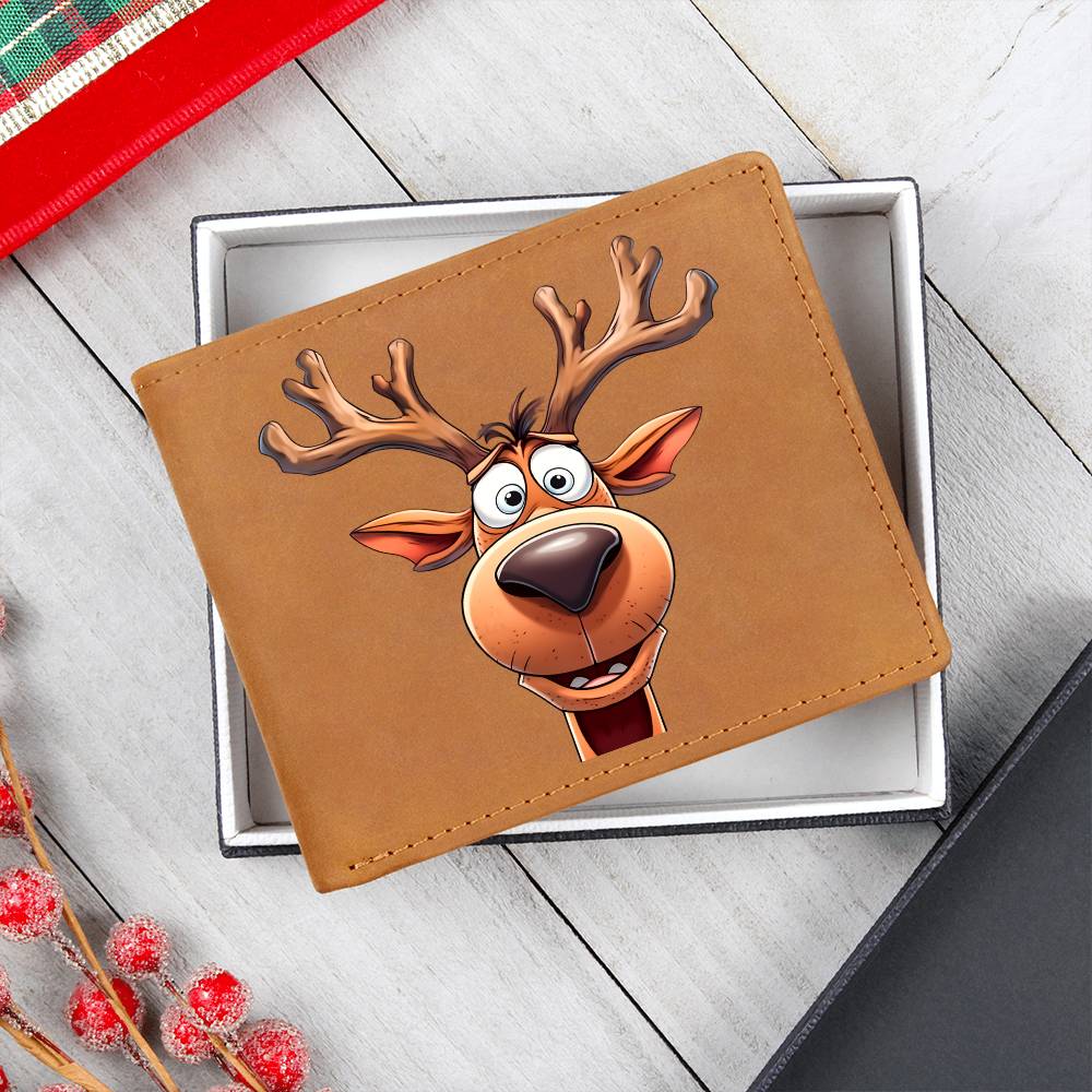 Funny Reindeer Face 03 - Leather Wallet
