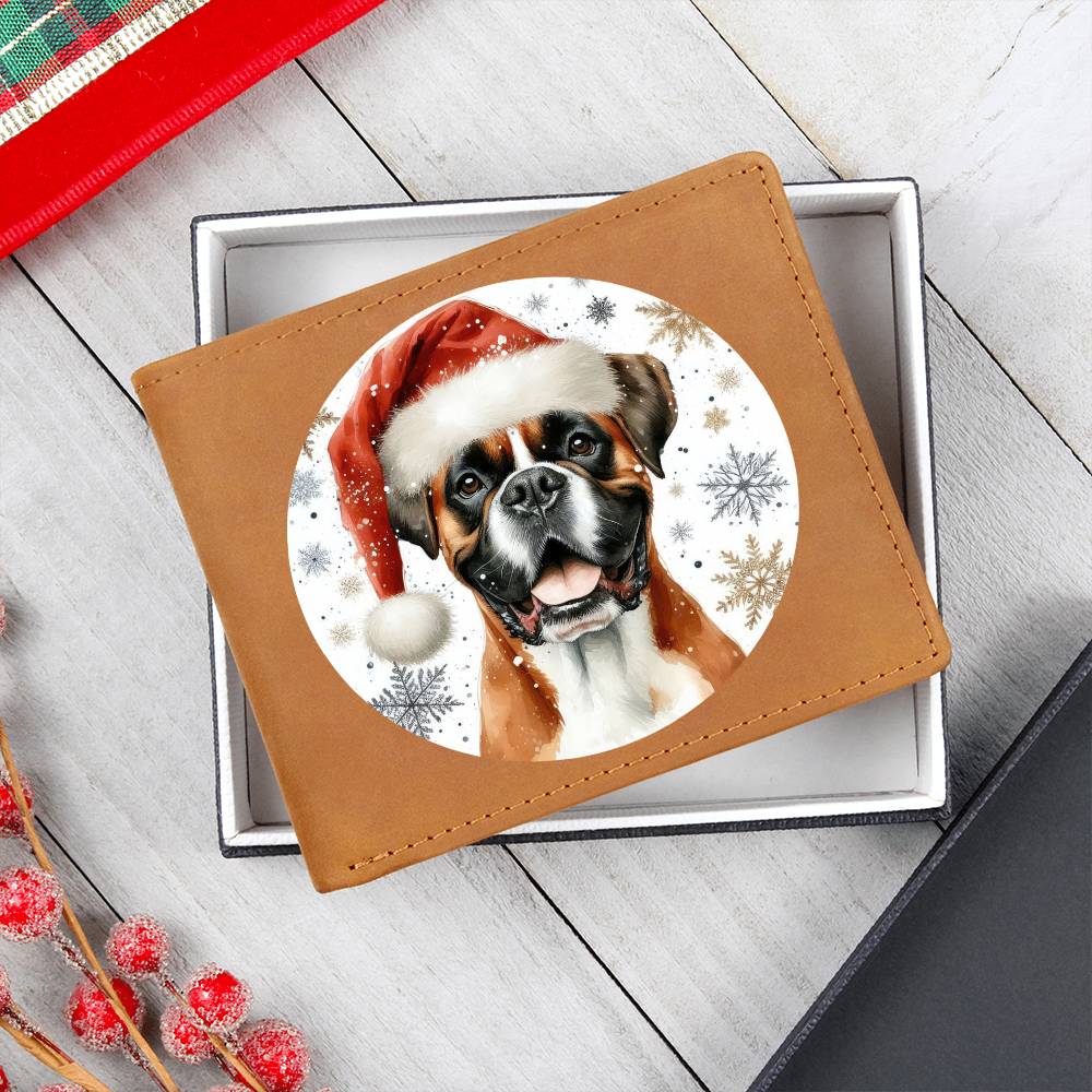 Christmas Dog - Boxer - Leather Wallet