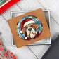 Dog Stained Glass Christmas Design 006 - Leather Wallet