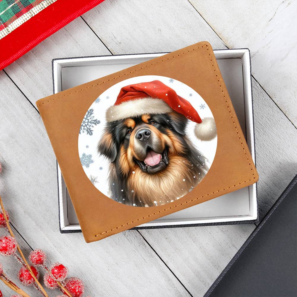 Christmas Dog - Tibetan Mastiff - Leather Wallet