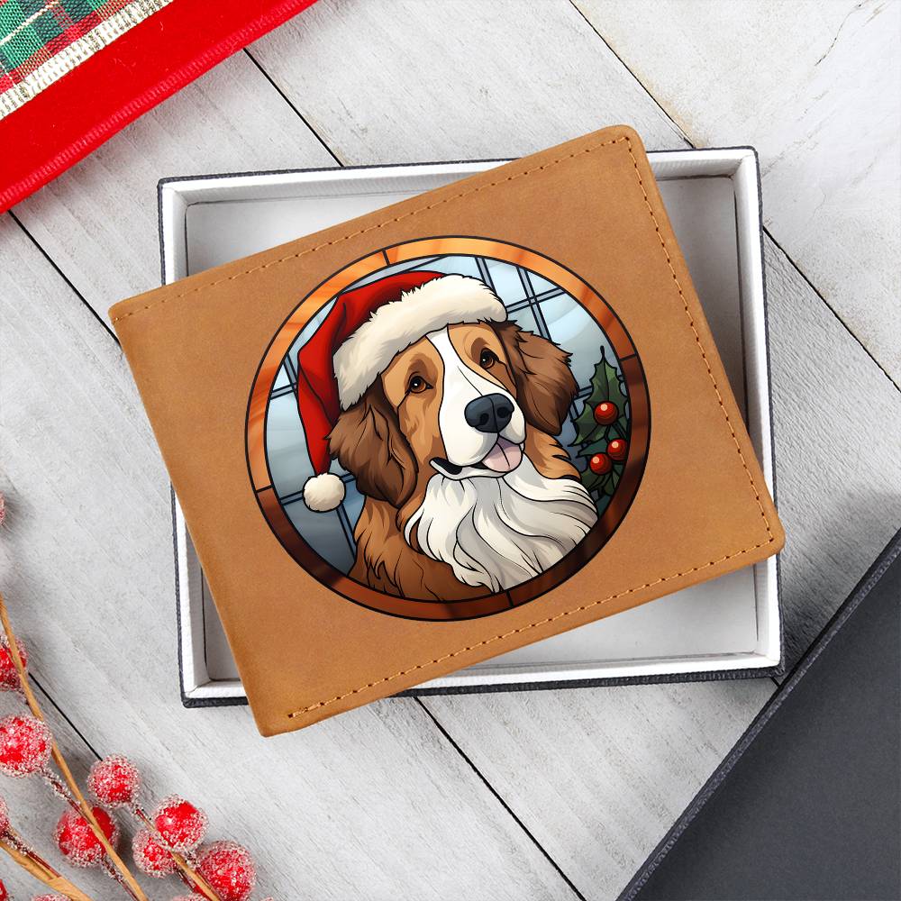 Dog Stained Glass Christmas Design 024 - Leather Wallet