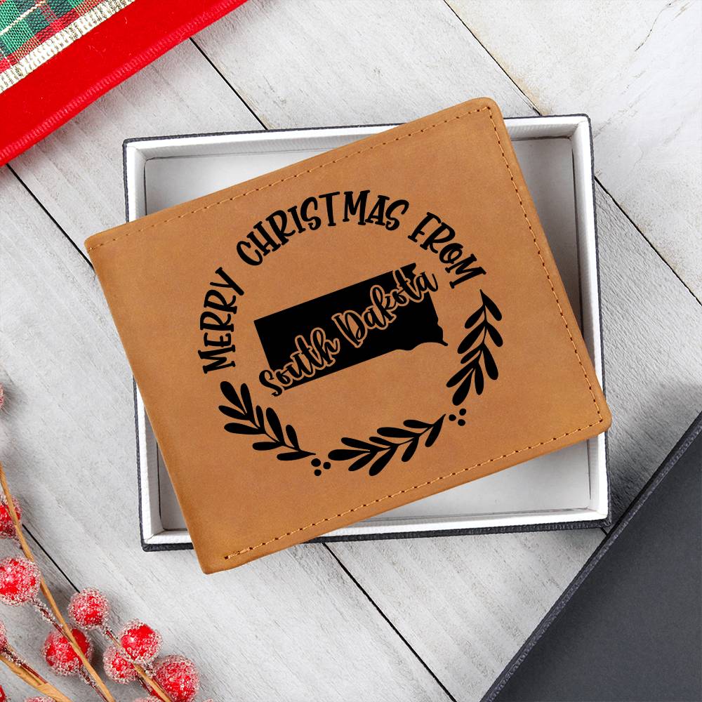 Merry Christmas From South Dakota - Leather Wallet